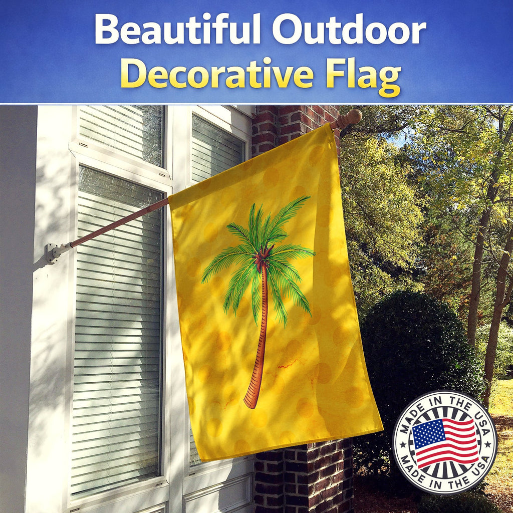 Palm Tree Yellow Polkadot House Flag 28x40 Porch Sleeve Pole Decorative Outside Yard Banner Artwork Wall Hanging, Polyester