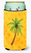 Palm Tree Yellow Polkadot Tall Boy Hugger Can Cooler Sleeve Machine Washable Drink Collapsible Insulator Beverage Insulated Holder