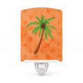 Palm Tree Orange Polkadot Ceramic Night Light Compact, UL-Certified, Ideal for Bedroom, Bathroom, Nursery, Hallway, Kitchen, 6x4x3, Multicolor
