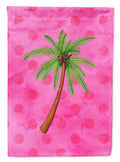Palm Tree Pink Polkadot House Flag 28x40 Porch Sleeve Pole Decorative Outside Yard Banner Artwork Wall Hanging, Polyester