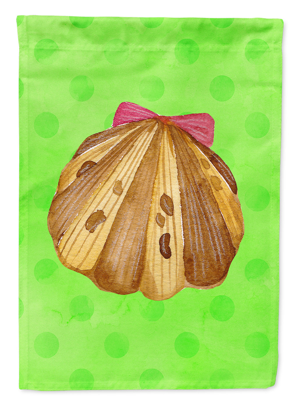 Sea Shell Green Polkadot House Flag 28x40 Porch Sleeve Pole Decorative Outside Yard Banner Artwork Wall Hanging, Polyester