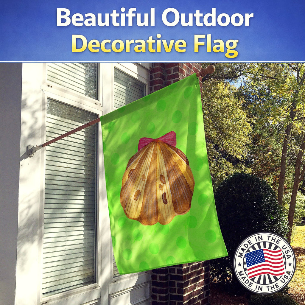 Sea Shell Green Polkadot House Flag 28x40 Porch Sleeve Pole Decorative Outside Yard Banner Artwork Wall Hanging, Polyester