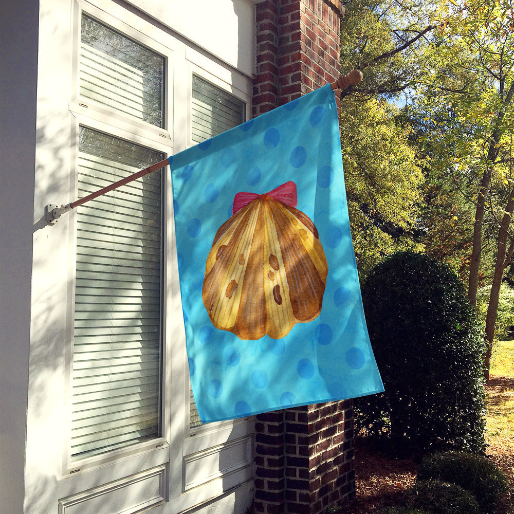 Sea Shell Blue Polkadot House Flag 28x40 Porch Sleeve Pole Decorative Outside Yard Banner Artwork Wall Hanging, Polyester