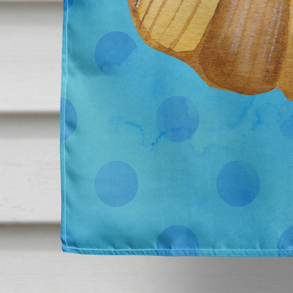Sea Shell Blue Polkadot House Flag 28x40 Porch Sleeve Pole Decorative Outside Yard Banner Artwork Wall Hanging, Polyester