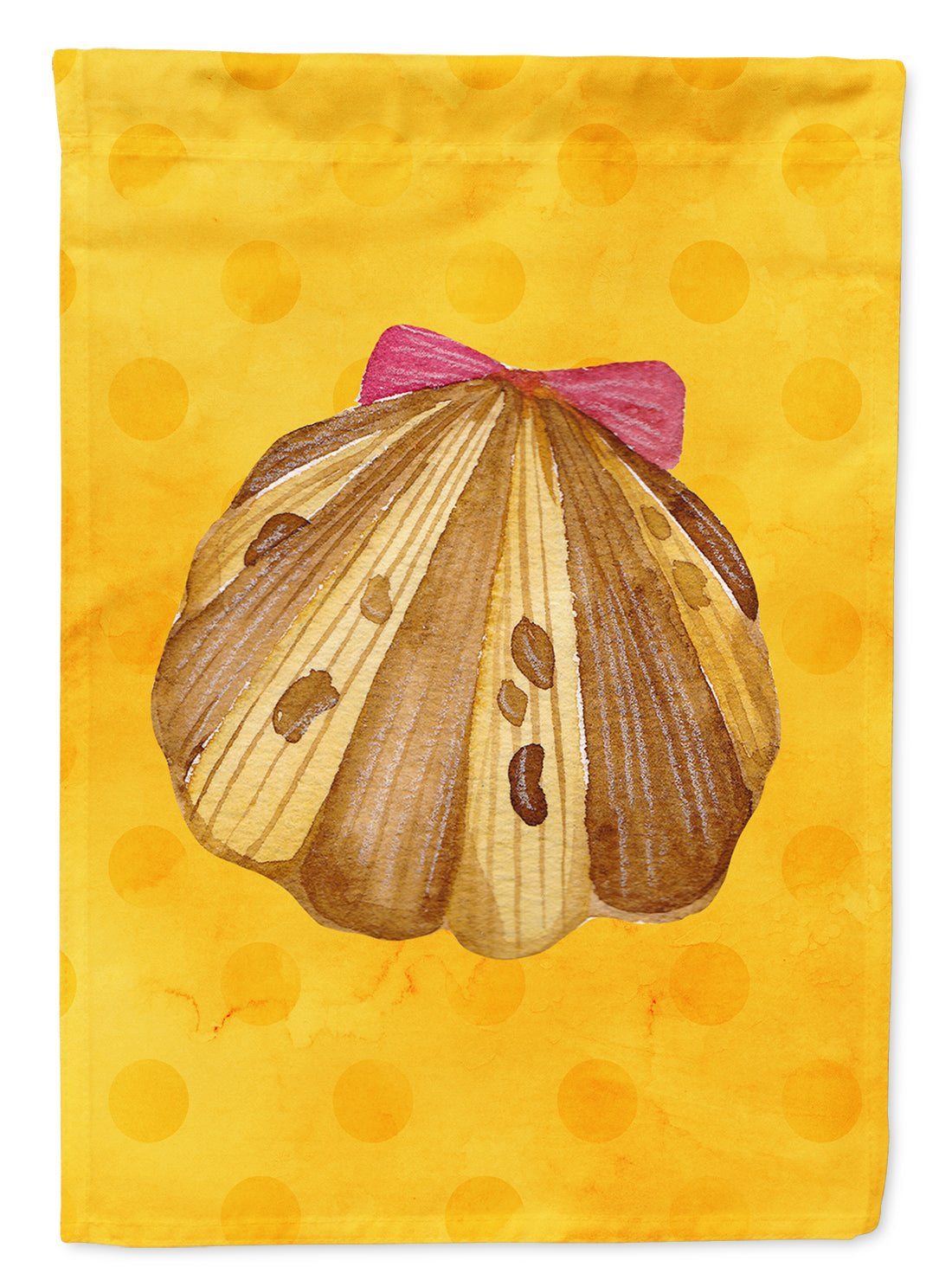 Sea Shell Yellow Polkadot House Flag 28x40 Porch Sleeve Pole Decorative Outside Yard Banner Artwork Wall Hanging, Polyester
