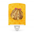 Sea Shell Yellow Polkadot Ceramic Night Light Compact, UL-Certified, Ideal for Bedroom, Bathroom, Nursery, Hallway, Kitchen, 6x4x3, Multicolor
