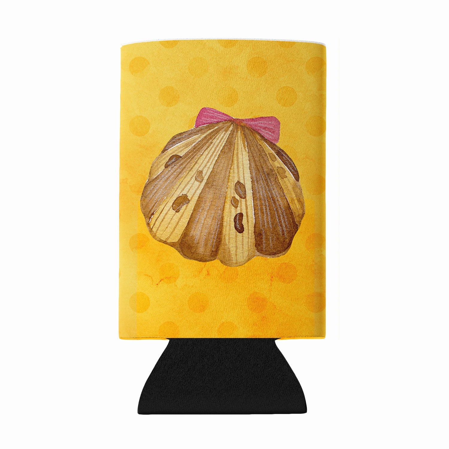 Sea Shell Yellow Polkadot Wine Bottle Hugger Gift Sleeve for Standard 750 ml Bottles, Insulated Reusable Fits Mini Shot & Pint Bottles