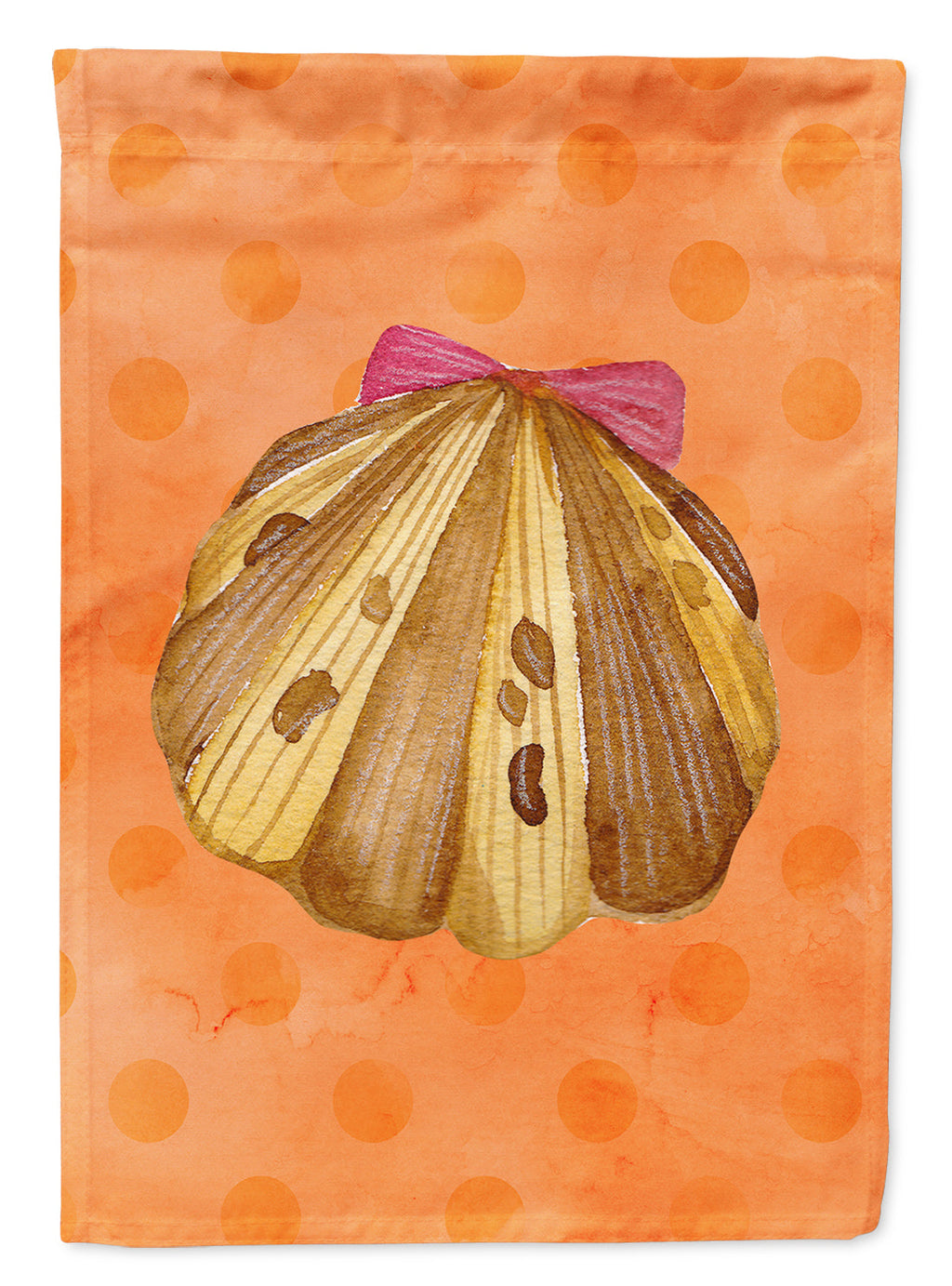 Sea Shell Orange Polkadot House Flag 28x40 Porch Sleeve Pole Decorative Outside Yard Banner Artwork Wall Hanging, Polyester