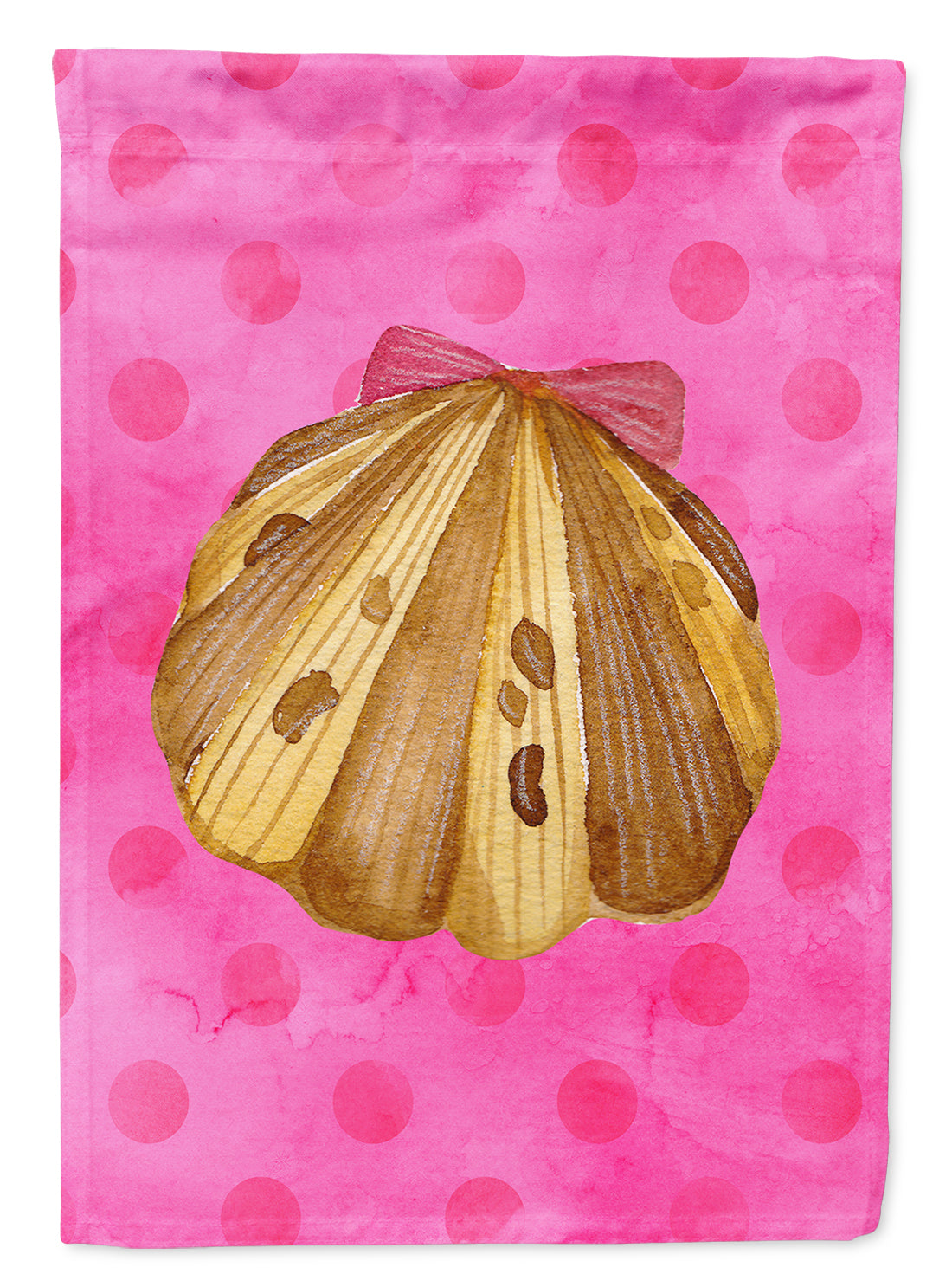 Sea Shell Pink Polkadot House Flag 28x40 Porch Sleeve Pole Decorative Outside Yard Banner Artwork Wall Hanging, Polyester