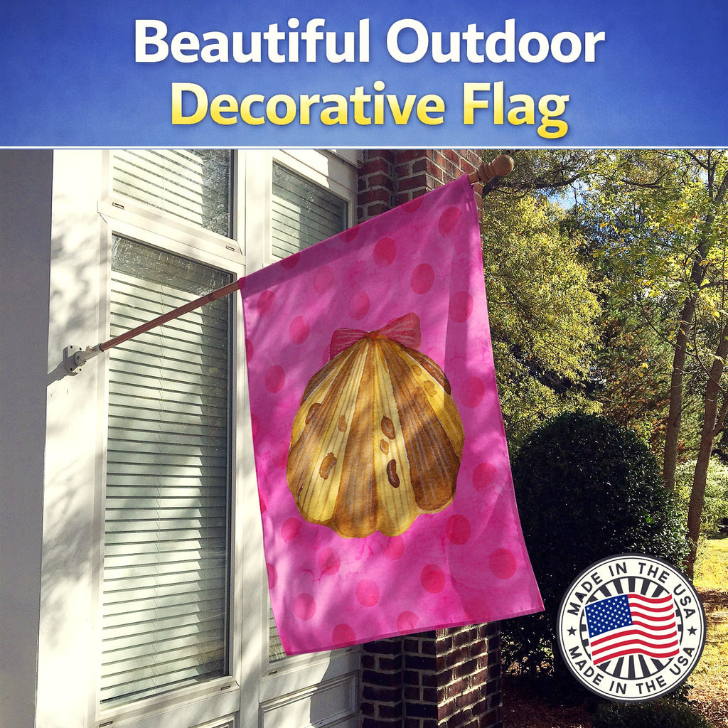 Sea Shell Pink Polkadot House Flag 28x40 Porch Sleeve Pole Decorative Outside Yard Banner Artwork Wall Hanging, Polyester