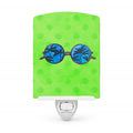 Sunglasses Green Polkadot Ceramic Night Light Compact, UL-Certified, Ideal for Bedroom, Bathroom, Nursery, Hallway, Kitchen, 6x4x3, Multicolor