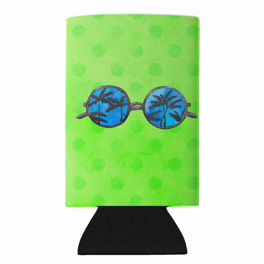 Sunglasses Green Polkadot Slim Can Hugger  Insulated Foam Sleeve for 12 oz Slim Cans, Beer Bottles & Water Bottles, Made in USA