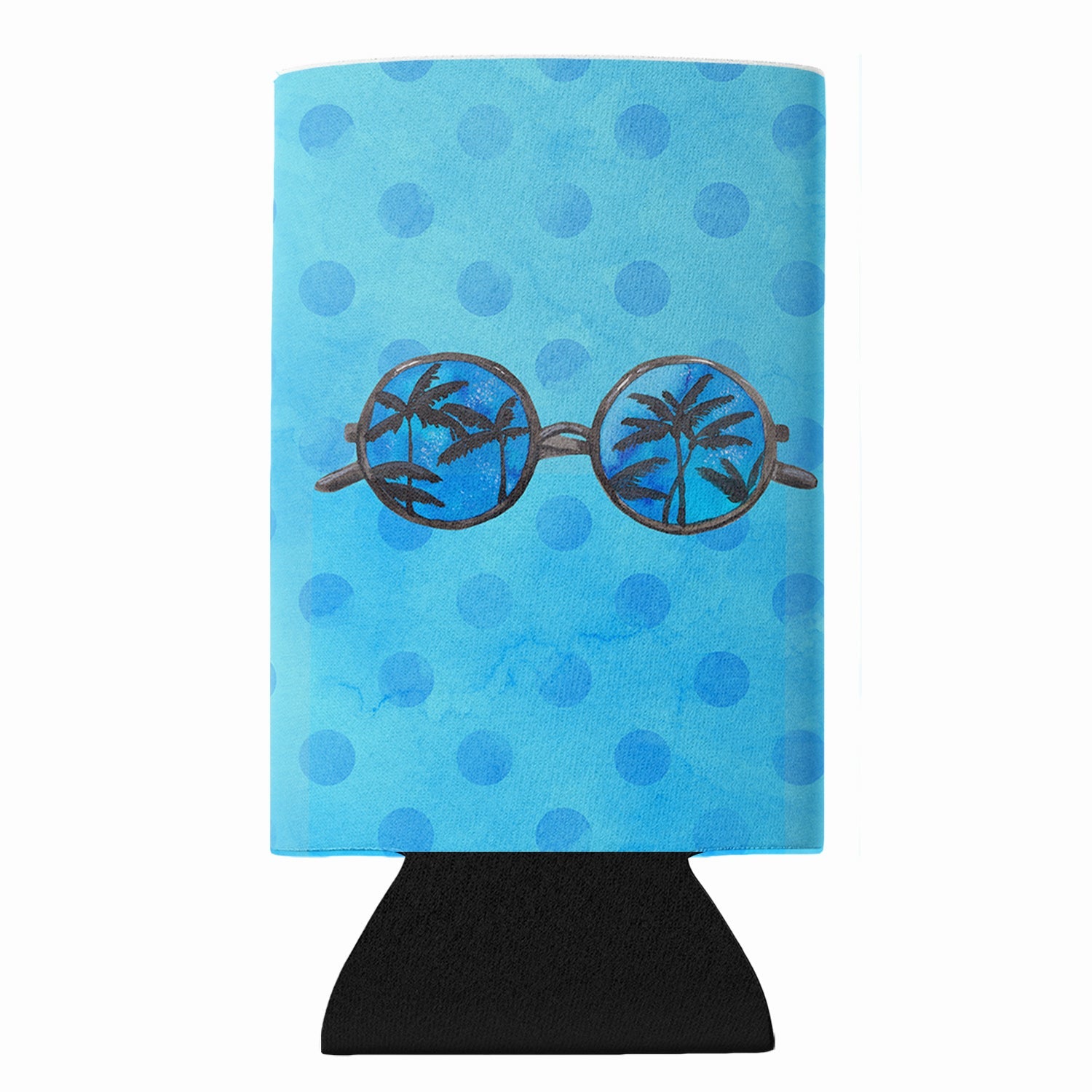 Sunglasses Blue Polkadot Slim Can Hugger  Insulated Foam Sleeve for 12 oz Slim Cans, Beer Bottles & Water Bottles, Made in USA