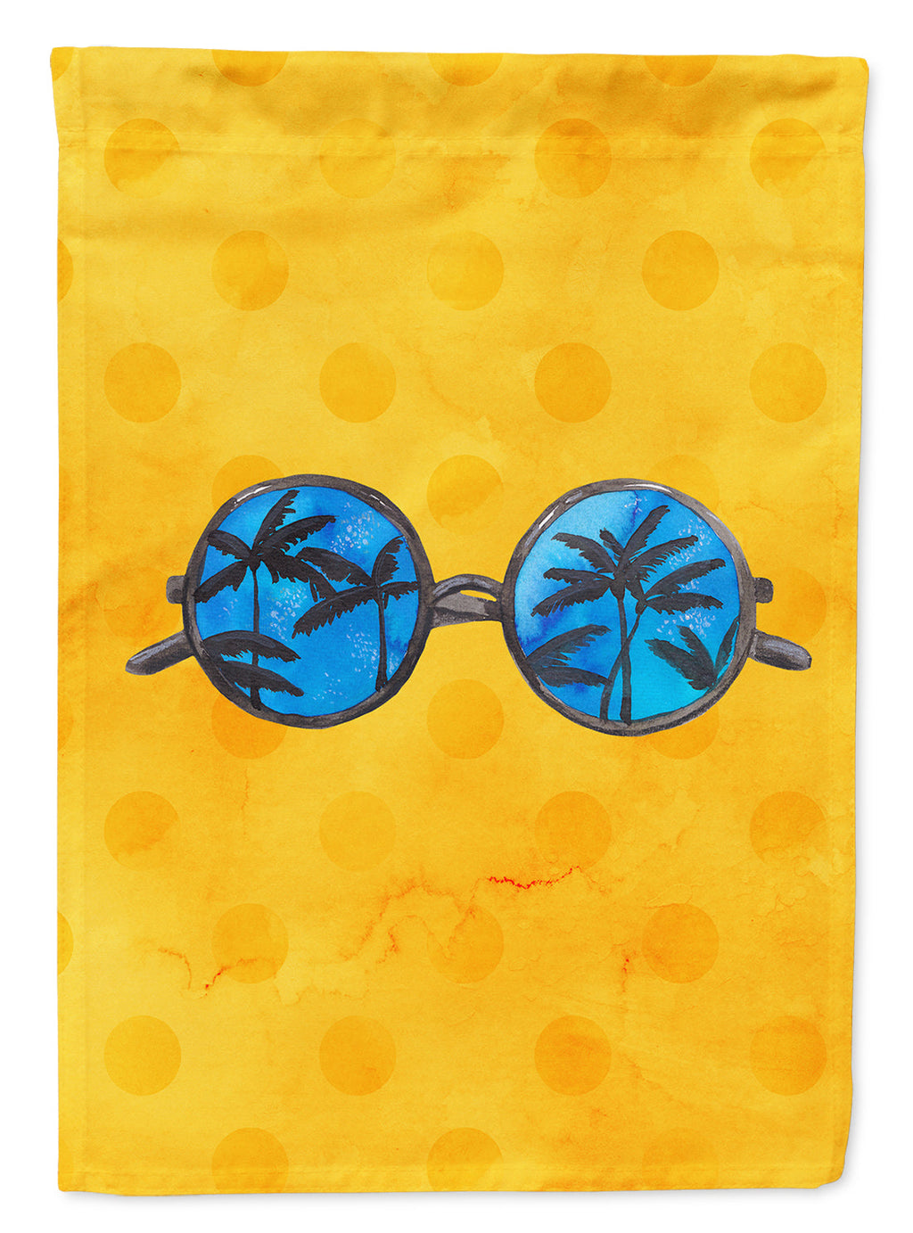 Sunglasses Yellow Polkadot House Flag 28x40 Porch Sleeve Pole Decorative Outside Yard Banner Artwork Wall Hanging, Polyester