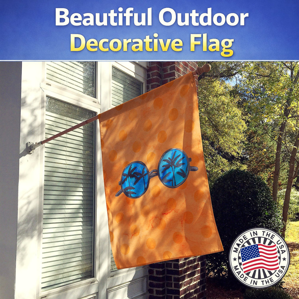 Sunglasses Orange Polkadot House Flag 28x40 Porch Sleeve Pole Decorative Outside Yard Banner Artwork Wall Hanging, Polyester