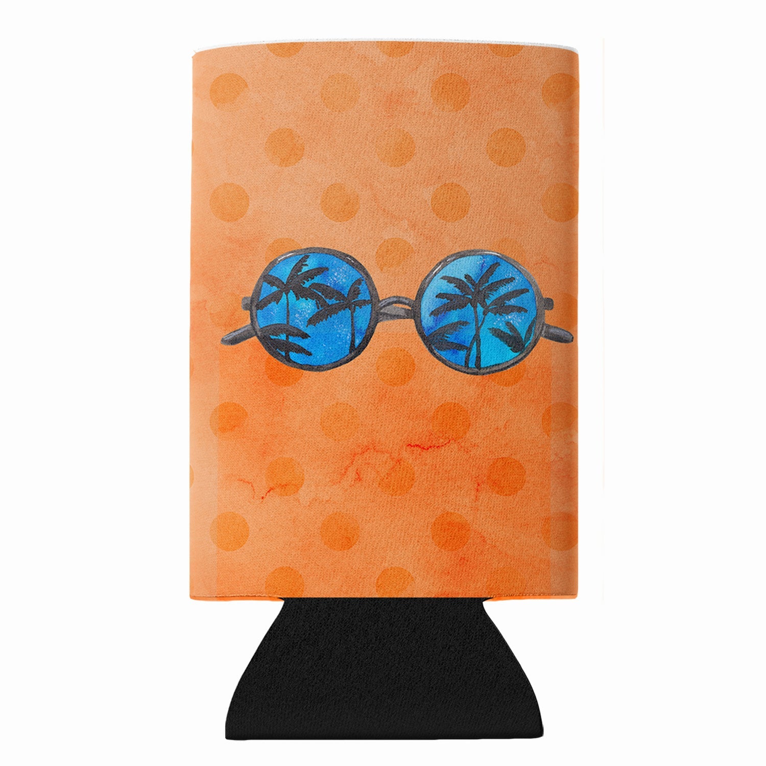 Sunglasses Orange Polkadot Slim Can Hugger  Insulated Foam Sleeve for 12 oz Slim Cans, Beer Bottles & Water Bottles, Made in USA