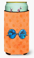 Sunglasses Orange Polkadot Tall Boy Hugger Can Cooler Sleeve Machine Washable Drink Collapsible Insulator Beverage Insulated Holder