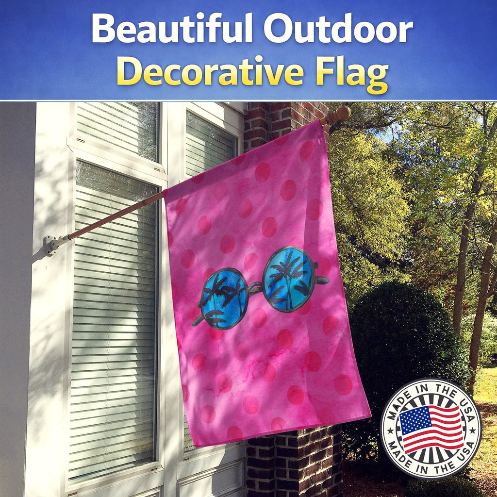 Sunglasses Pink Polkadot House Flag 28x40 Porch Sleeve Pole Decorative Outside Yard Banner Artwork Wall Hanging, Polyester