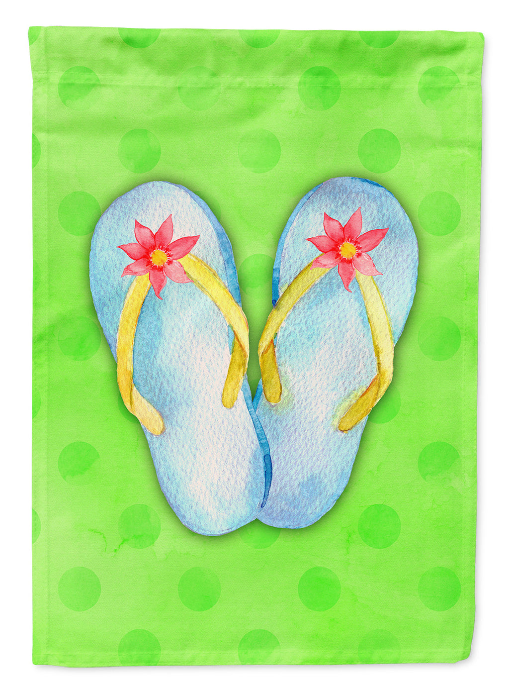 Flip Flops Green Polkadot House Flag 28x40 Porch Sleeve Pole Decorative Outside Yard Banner Artwork Wall Hanging, Polyester
