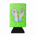 Flip Flops Green Polkadot Wine Bottle Hugger Gift Sleeve for Standard 750 ml Bottles, Insulated Reusable Fits Mini Shot & Pint Bottles