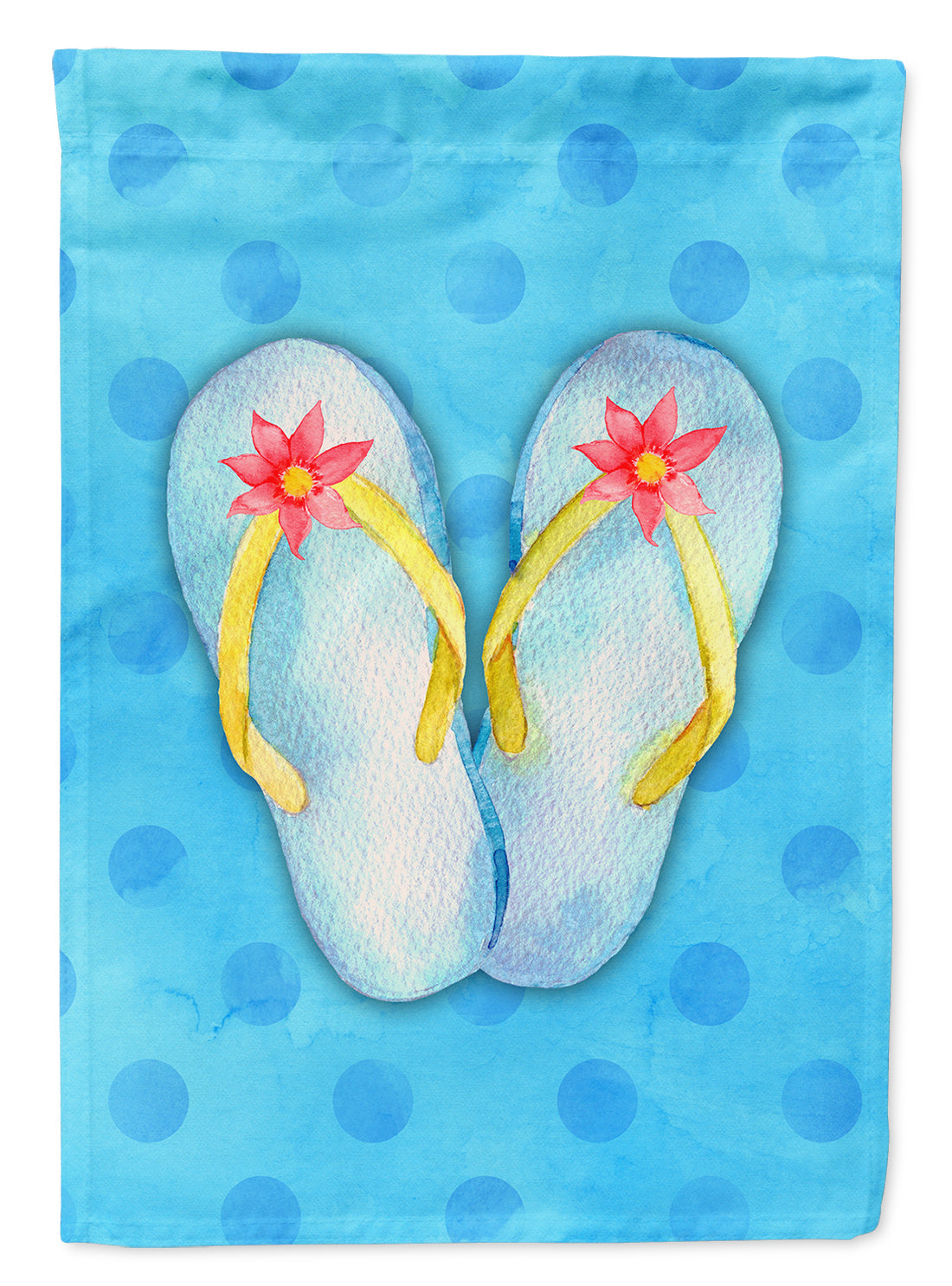 Flip Flops Blue Polkadot House Flag 28x40 Porch Sleeve Pole Decorative Outside Yard Banner Artwork Wall Hanging, Polyester