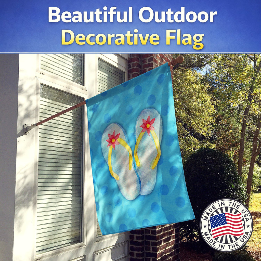 Flip Flops Blue Polkadot House Flag 28x40 Porch Sleeve Pole Decorative Outside Yard Banner Artwork Wall Hanging, Polyester