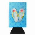 Flip Flops Blue Polkadot Slim Can Hugger  Insulated Foam Sleeve for 12 oz Slim Cans, Beer Bottles & Water Bottles, Made in USA