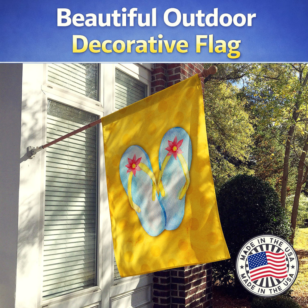 Flip Flops Yellow Polkadot House Flag 28x40 Porch Sleeve Pole Decorative Outside Yard Banner Artwork Wall Hanging, Polyester