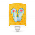 Flip Flops Yellow Polkadot Ceramic Night Light Compact, UL-Certified, Ideal for Bedroom, Bathroom, Nursery, Hallway, Kitchen, 6x4x3, Multicolor