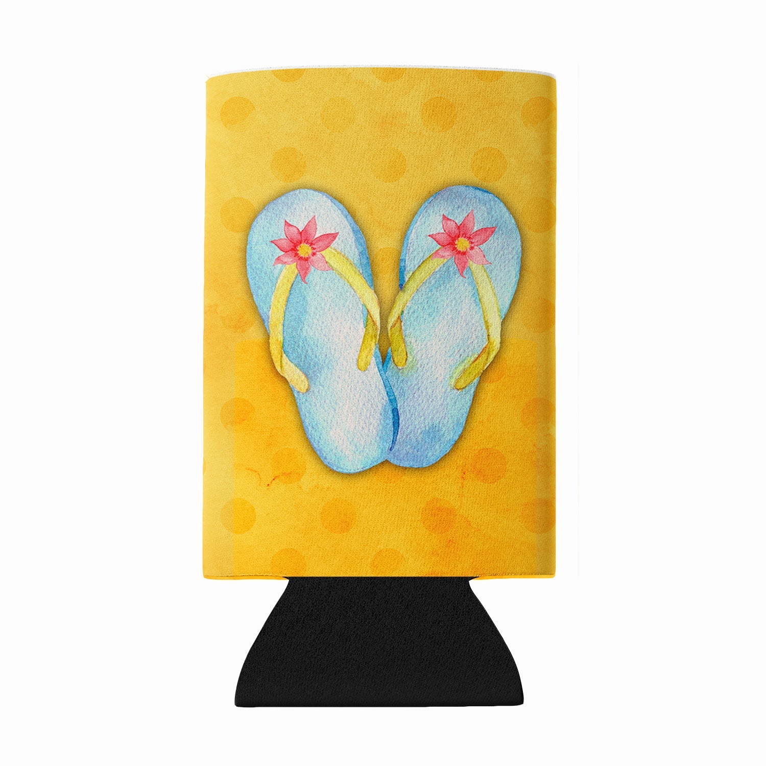 Flip Flops Yellow Polkadot Wine Bottle Hugger Gift Sleeve for Standard 750 ml Bottles, Insulated Reusable Fits Mini Shot & Pint Bottles