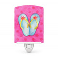 Flip Flops Pink Polkadot Ceramic Night Light Compact, UL-Certified, Ideal for Bedroom, Bathroom, Nursery, Hallway, Kitchen, 6x4x3, Multicolor