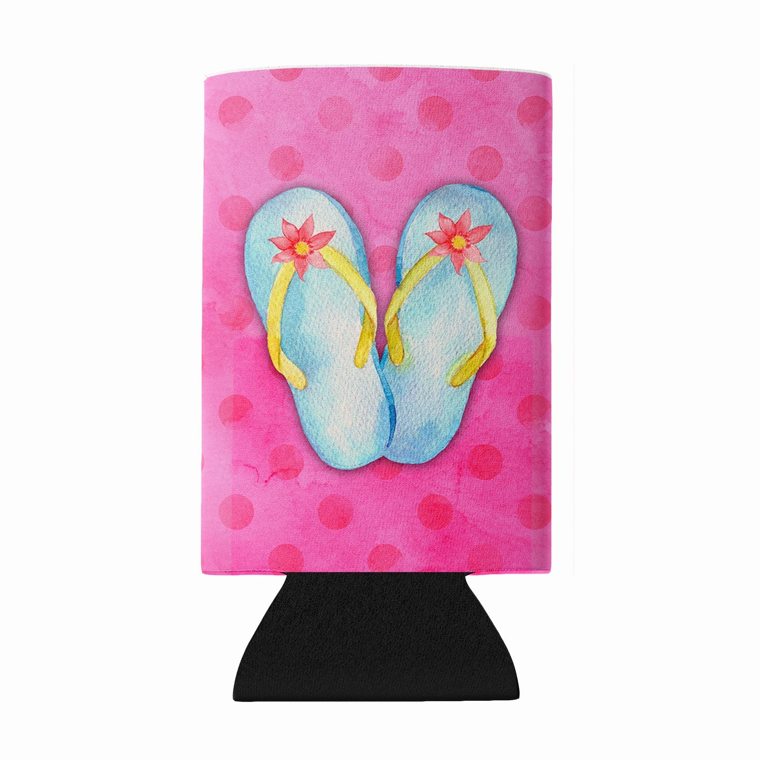 Flip Flops Pink Polkadot Wine Bottle Hugger Gift Sleeve for Standard 750 ml Bottles, Insulated Reusable Fits Mini Shot & Pint Bottles