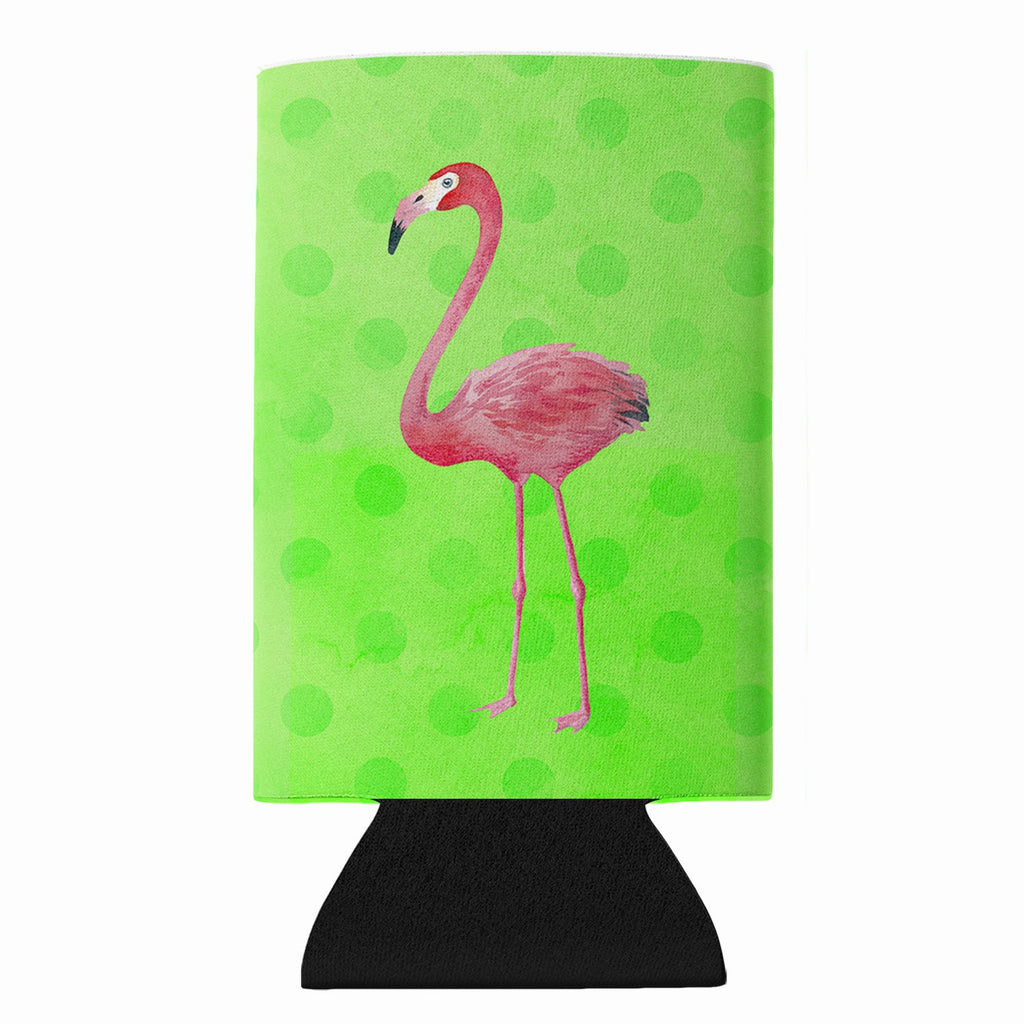 Flamingo Green Polkadot Slim Can Hugger  Insulated Foam Sleeve for 12 oz Slim Cans, Beer Bottles & Water Bottles, Made in USA