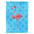 Flamingo Blue Polkadot House Flag 28x40 Porch Sleeve Pole Decorative Outside Yard Banner Artwork Wall Hanging, Polyester