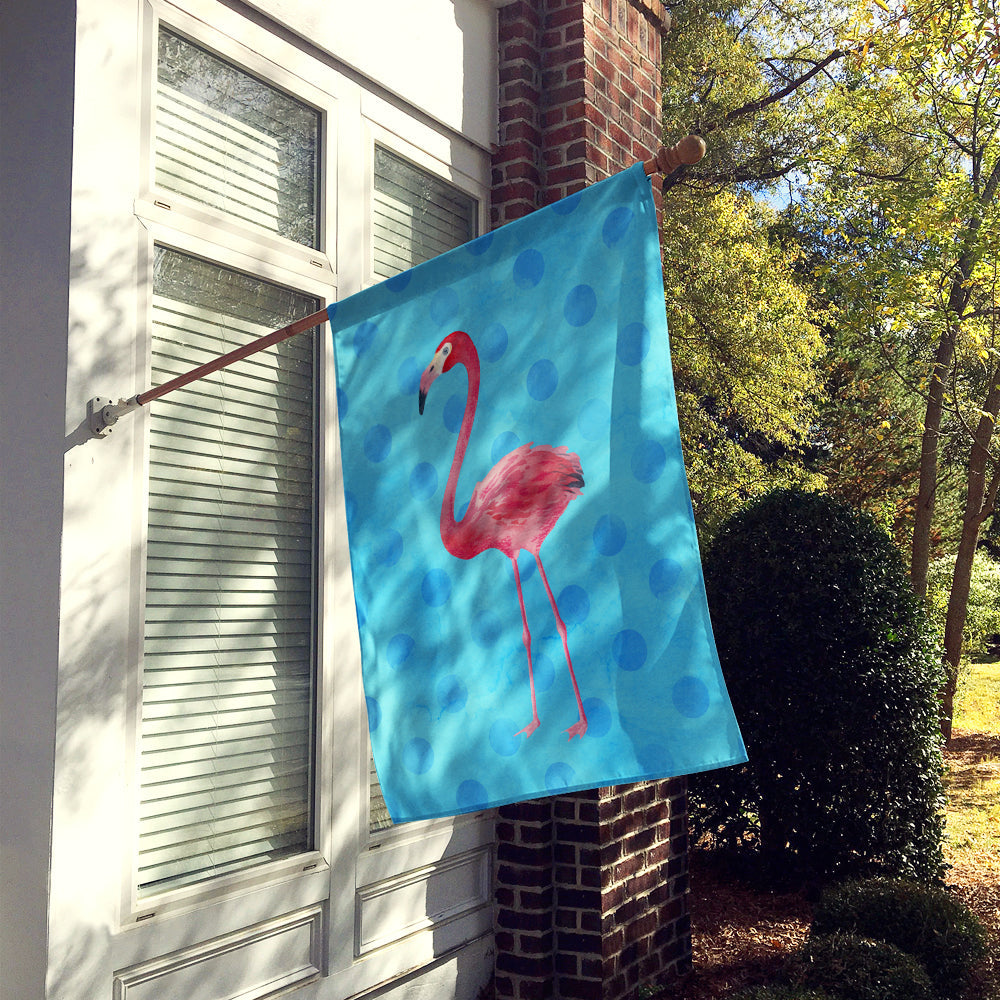 Flamingo Blue Polkadot House Flag 28x40 Porch Sleeve Pole Decorative Outside Yard Banner Artwork Wall Hanging, Polyester