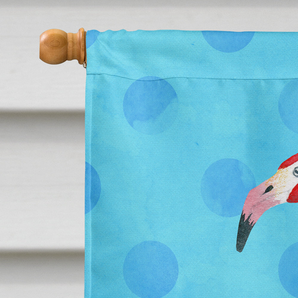 Flamingo Blue Polkadot House Flag 28x40 Porch Sleeve Pole Decorative Outside Yard Banner Artwork Wall Hanging, Polyester