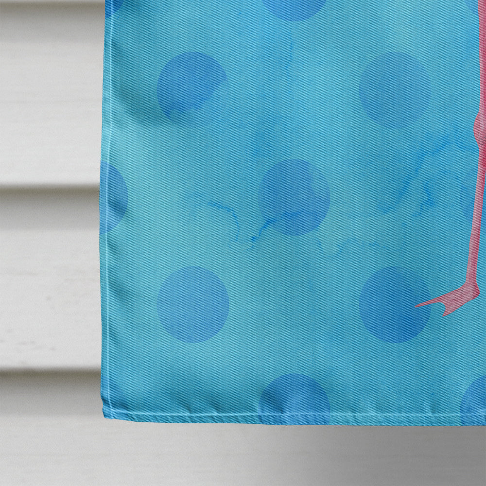 Flamingo Blue Polkadot House Flag 28x40 Porch Sleeve Pole Decorative Outside Yard Banner Artwork Wall Hanging, Polyester