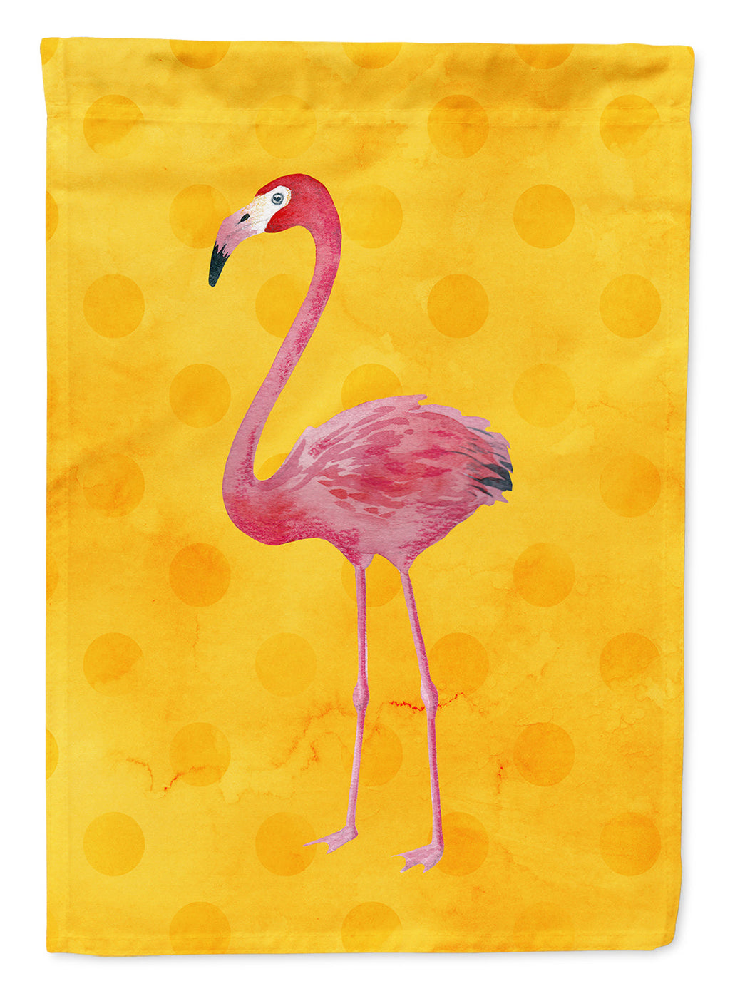 Flamingo Yellow Polkadot House Flag 28x40 Porch Sleeve Pole Decorative Outside Yard Banner Artwork Wall Hanging, Polyester