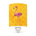 Flamingo Yellow Polkadot Ceramic Night Light Compact, UL-Certified, Ideal for Bedroom, Bathroom, Nursery, Hallway, Kitchen, 6x4x3, Multicolor