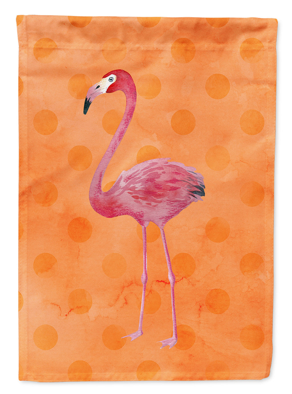 Flamingo Orange Polkadot House Flag 28x40 Porch Sleeve Pole Decorative Outside Yard Banner Artwork Wall Hanging, Polyester