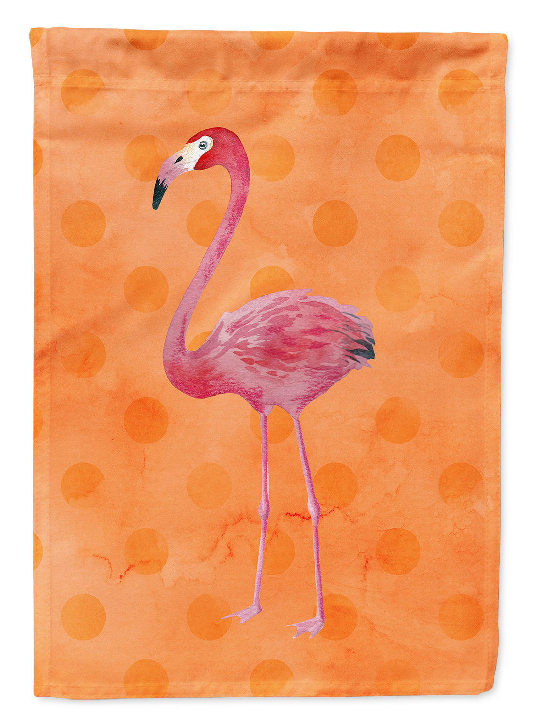 Flamingo Orange Polkadot House Flag 28x40 Porch Sleeve Pole Decorative Outside Yard Banner Artwork Wall Hanging, Polyester