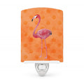 Flamingo Orange Polkadot Ceramic Night Light Compact, UL-Certified, Ideal for Bedroom, Bathroom, Nursery, Hallway, Kitchen, 6x4x3, Multicolor