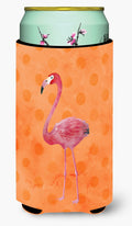 Flamingo Orange Polkadot Tall Boy Hugger Can Cooler Sleeve Machine Washable Drink Collapsible Insulator Beverage Insulated Holder
