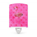 Flamingo Pink Polkadot Ceramic Night Light Compact, UL-Certified, Ideal for Bedroom, Bathroom, Nursery, Hallway, Kitchen, 6x4x3, Multicolor