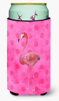 Flamingo Pink Polkadot Tall Boy Hugger Can Cooler Sleeve Machine Washable Drink Collapsible Insulator Beverage Insulated Holder