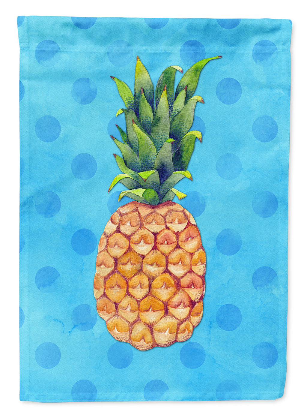 Pineapple Blue Polkadot House Flag 28x40 Porch Sleeve Pole Decorative Outside Yard Banner Artwork Wall Hanging, Polyester