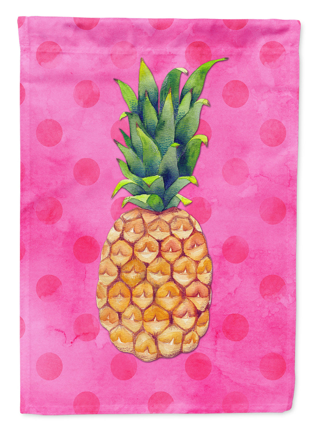 Pineapple Pink Polkadot House Flag 28x40 Porch Sleeve Pole Decorative Outside Yard Banner Artwork Wall Hanging, Polyester