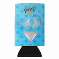 Bikini Swimsuit Blue Polkadot Slim Can Hugger  Insulated Foam Sleeve for 12 oz Slim Cans, Beer Bottles & Water Bottles, Made in USA