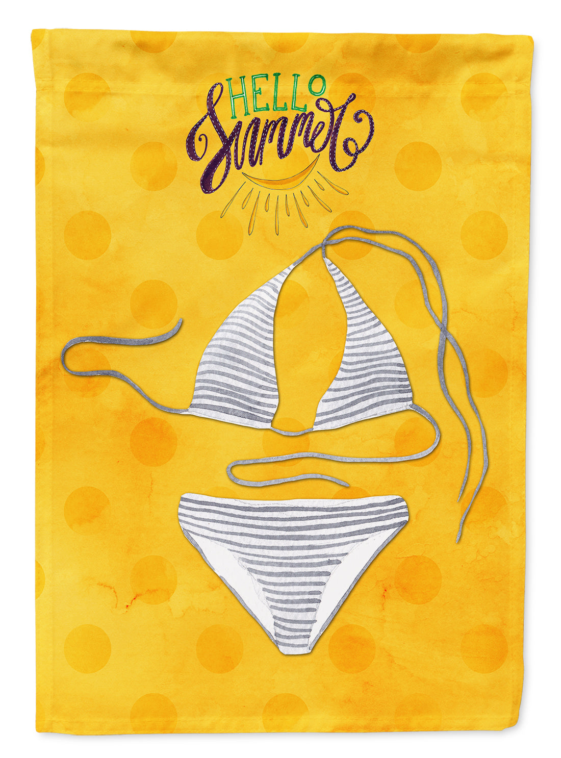 Bikini Swimsuit Yellow Polkadot House Flag 28x40 Porch Sleeve Pole Decorative Outside Yard Banner Artwork Wall Hanging, Polyester