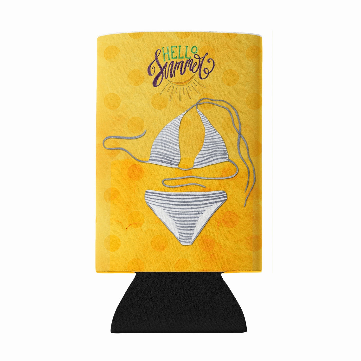 Bikini Swimsuit Yellow Polkadot Wine Bottle Hugger Gift Sleeve for Standard 750 ml Bottles, Insulated Reusable Fits Mini Shot & Pint Bottles